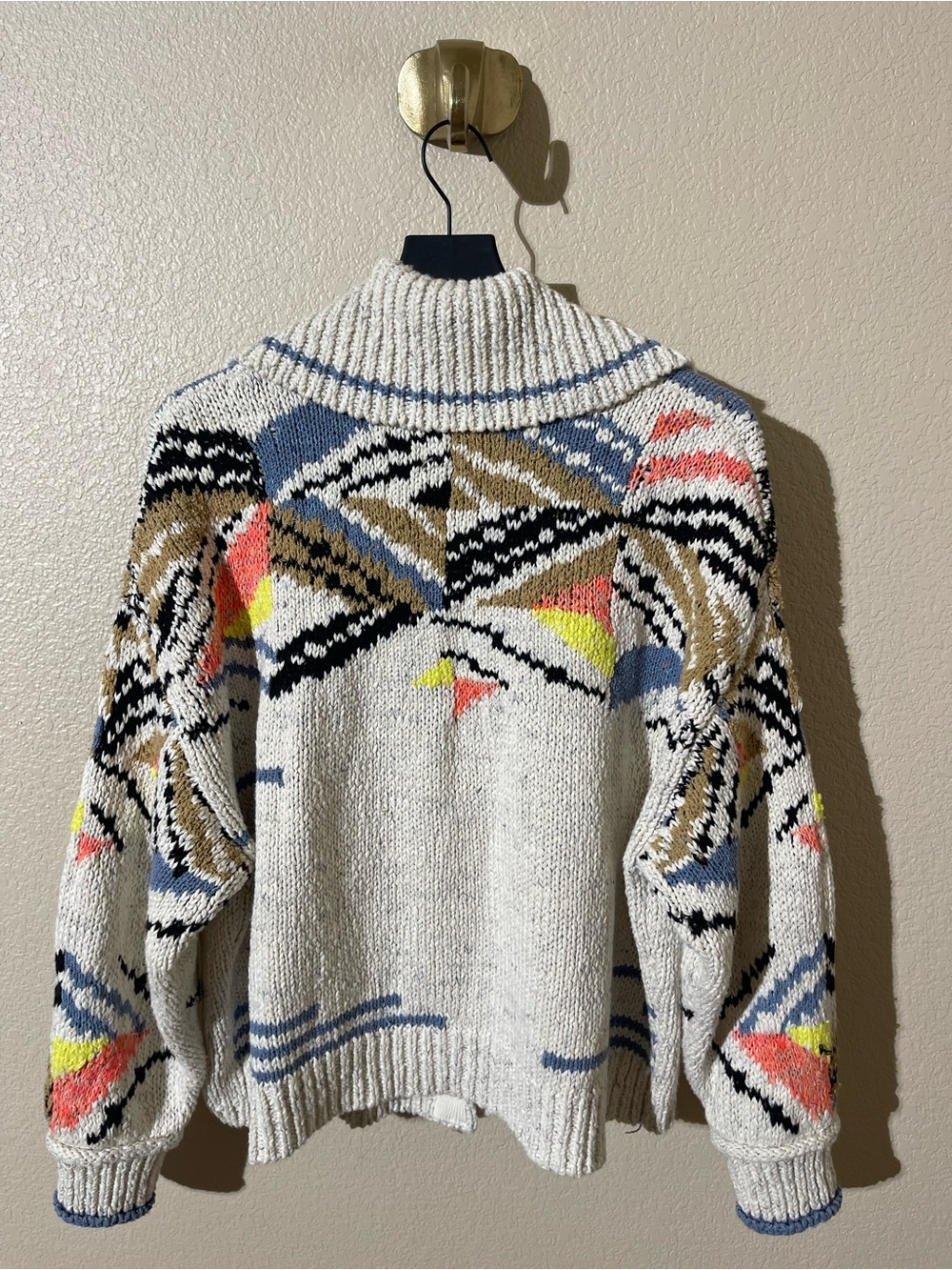Cream Multi-Color Knit Button-Up Sweater - Picture 4 of 6